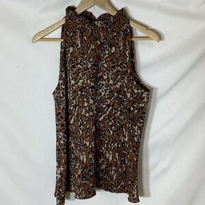 Anthropologie THML Leopard Print Pleated Halter Tank Size S